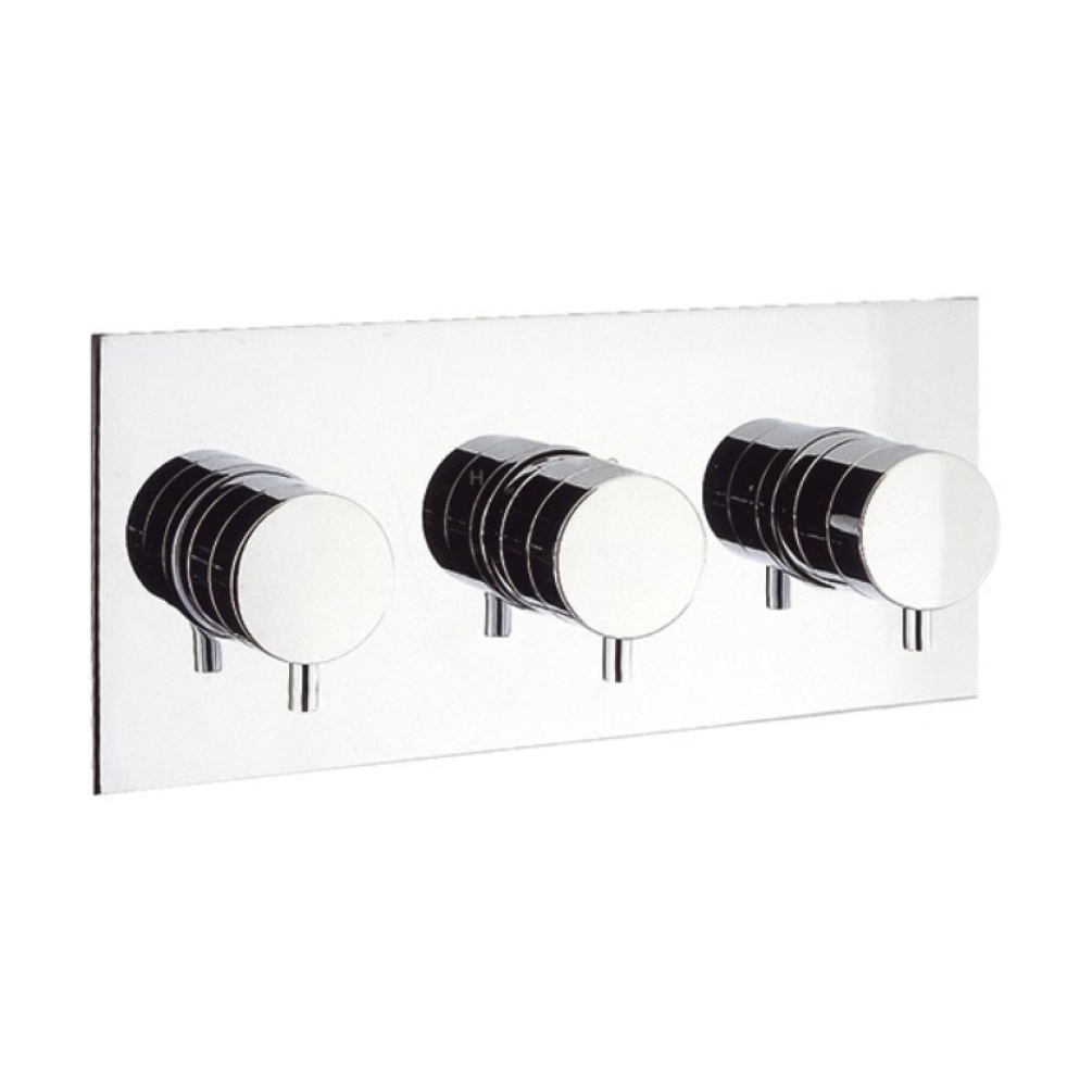 Product Cut out image of the Crosswater Kai Lever Landscape 2 Outlet 3 Handle Thermostatic Shower Valve